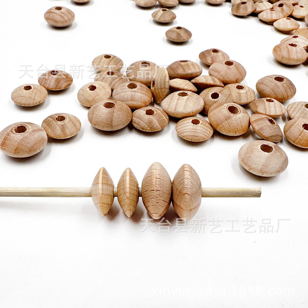 榉木算盘珠 飞碟珠隔珠木片散珠 榉木原木色实木珠子diy饰品配件