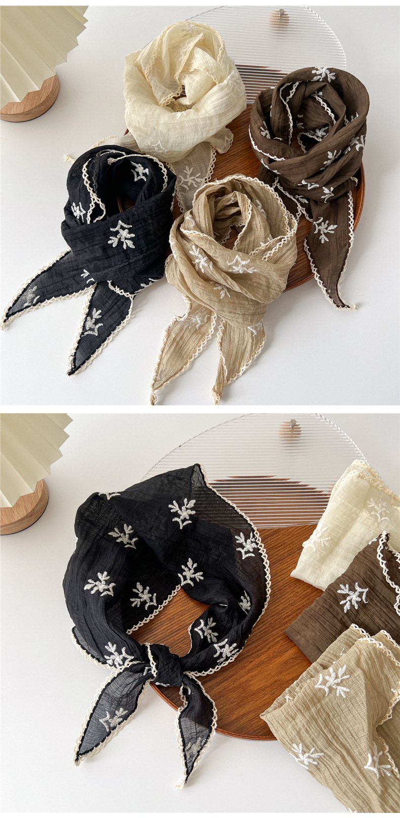 Women's Sweet Flower Knit Silk Scarf display picture 2