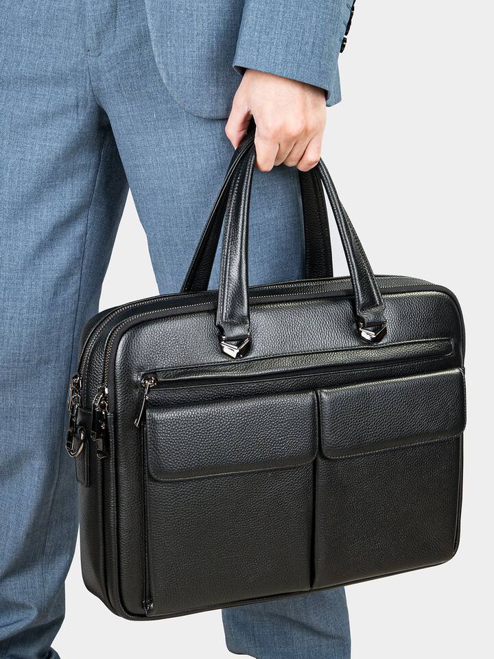 Túi xách công sở nam da bò thật Marante dạng ngang đựng máy tính 15,6 inch — 9006 một lớp màu đen (14 inch), G9963 đen hai lớp (15,6 inch), Màu đen, 5059 đen hai lớp (17 inch)