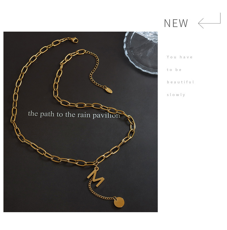 Fashion Letter Titanium Steel Pendant Necklace Plating Stainless Steel Necklaces_colorza_4