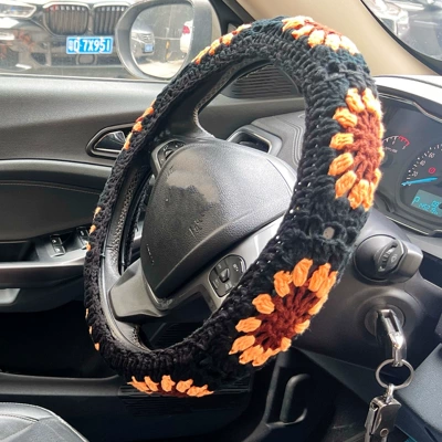 Decoration Steering Wheel Cover – Steering wheel cover - black-sunflower-steering-wheel-cover-1pcs-36-40cm