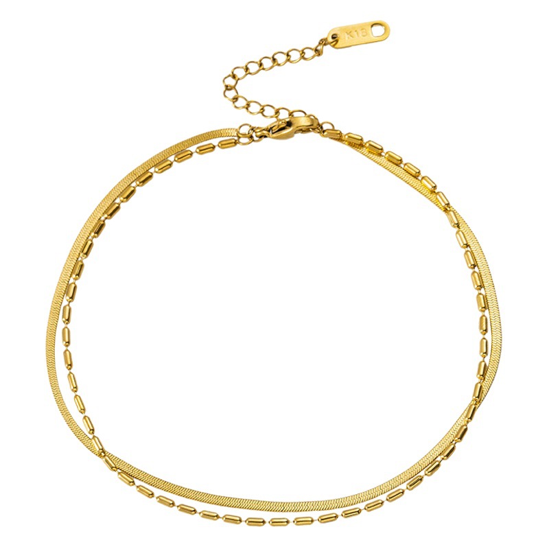 Wenjian caliente europeo y americano Venta caliente titanio acero tobillera luz lujo nicho romántico al por mayor serpiente hueso cadena bar moda al por mayor chapado en oro