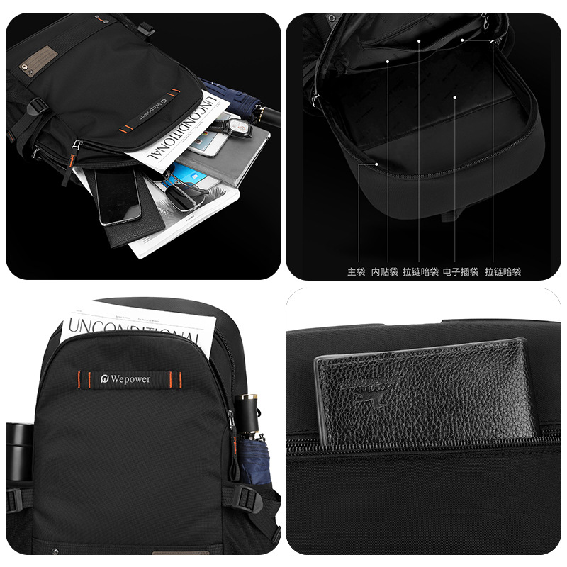 WEPOWER nuevo tipo de mochila de hombre, mochila de computadora de viaje, mochila de ocio de estudiantes de secundaria y secundaria de gran capacidad