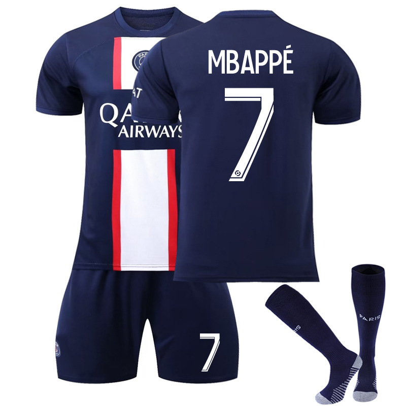 Venta al por mayor 2223 París casa Corte N ° 30 Jersey N ° 7 mbapei N ° 10 Neymar fútbol uniforme traje masculino fabricante