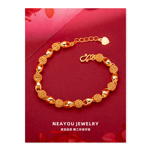 Retro gold-plated high-end hollow exquisite bracelet for women Ethnic style gold-plated women's exquisite exquisite bracelet
