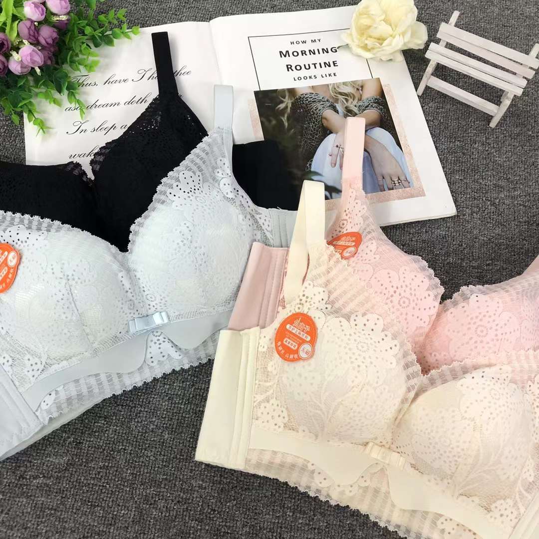 Nuevo sujetador inalámbrico moda de encaje jacquard transpirable cómodo alta calidad cuatro breasted ropa interior para las mujeres al por mayor