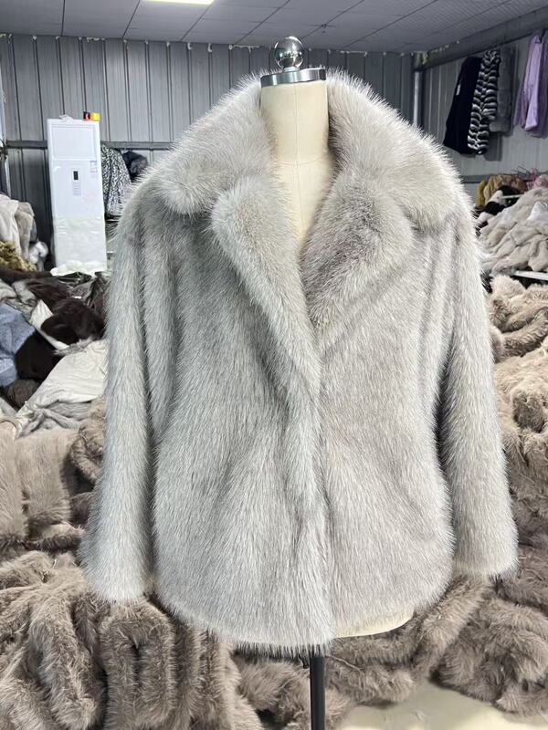 人工毛皮コートターンダウン襟ファッション暖かい女性服秋冬模造毛皮コートメーカー卸売 2025|undefined
