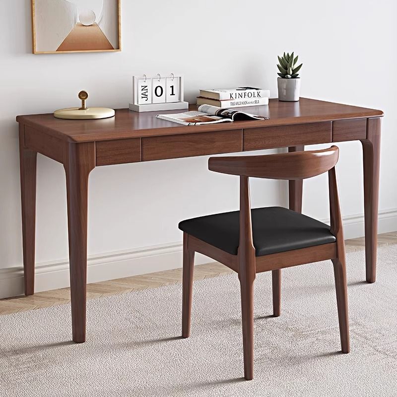 Nordic Solid Wood Desk, Comfortable Small Apartment Long Table Room with Drawer Integrated Study Table Office Computer Desk