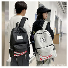 街头潮流新款双肩包男韩版创意大鲨鱼时尚校园高中生书包休闲背包