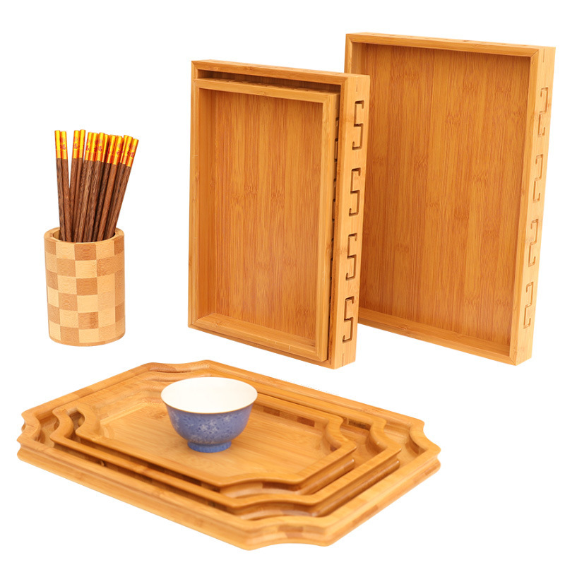 Factory Lettering Hotel Restaurant Rectangular Kung Fu Tea Set Tea Tray Simple Set Water Cup Household Bamboo Tray Factory Lettering Hotel Restaurant Rectangular Kung Fu Tea Set Tea Tray Simple Set Water Cup Household Bamboo Tray