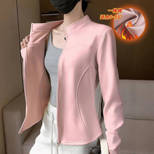 瑜伽外套女2025秋冬新款加绒加厚运动瑜伽服立领拉链保暖长袖上衣