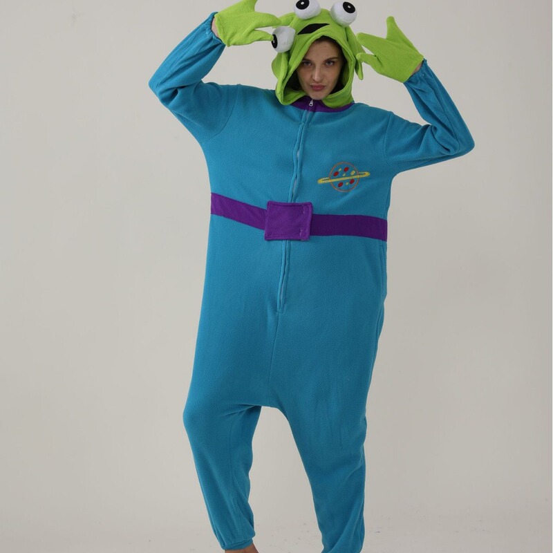 Factory cross-border wholesale three-eyed monster cartoon animal conjoined pajamas polar fleece adult Halloween couple home clothes