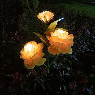 Cross-Border Solar Peony Lantern Led Three-Head Ground Plug Light Outdoor Courtyard Landscape Garden Artificial Decorative Light