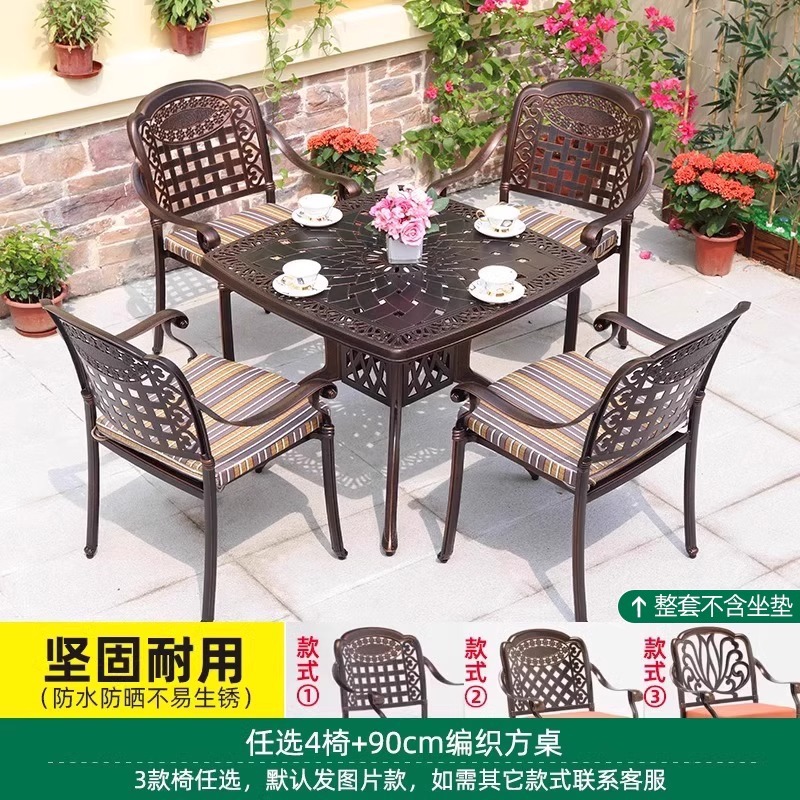 Opcional 4 sillas 90cm mesa cuadrada tejida