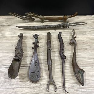 Antique vintage tea fork up tea lid clip Japanese tea set iron pot accessories tea shovel tea knife tea needle