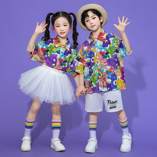 Children's Cheerleading Costumes for Primary School Students, Sports Games, Floral Shirts, Hong Kong Style Kindergarten Dance Performances
