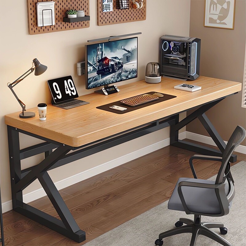 Solid wood double bedroom home study desk, modern minimalist gaming desk, thickened and reinforced computer desk, office desk Solid wood double bedroom home study desk, modern minimalist gaming desk, thickened and reinforced computer desk, office desk