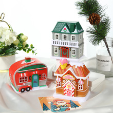 跨境新款圣诞装饰品塑料圣诞小房子微景观发光雪房子摆件圣诞礼物
