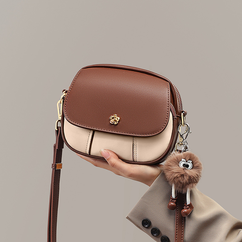 2026 New Arrival Genuine Leather Women's Small Round Bag, Luxury Niche Designer Phone Bag, Crossbody Mini Bag - Thumbnail 3