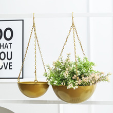 欧式金色铁艺悬挂花盆吊兰盆多肉垂吊吊饰花园阳台创意装饰吊盆