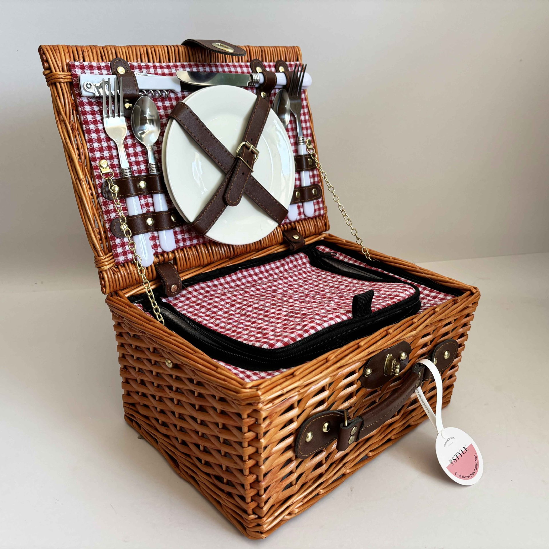 Canasta de picnic personalizada, mimbre hecho a mano con tapa, canasta de regalo, salida de primavera, canasta de almacenamiento de frutas, bolsa de aislamiento de vajilla