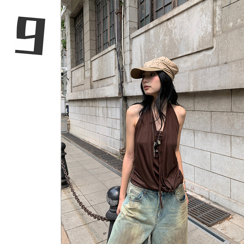 [9Hour] Beautiful Little Camisole Top for Women in Summer with Unique Design and Sleeveless Vest Underneath C3149