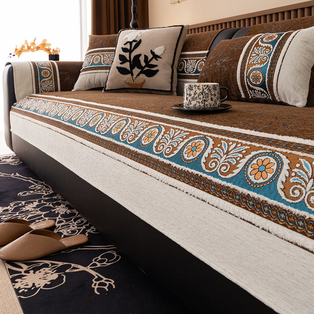 Легкая роскошь: высококачественная подушка для дивана из шенилла, современный минимализм, новый шинуазри, универсальная, новая антискользящая подушка для всех сезонов 2025 года.