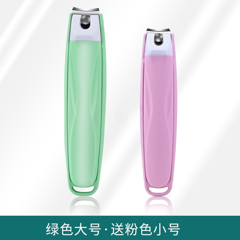 Clippers de uñas grandes de color verde claro + cortaúñas de tamaño pequeño de color rosa