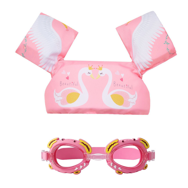 Chaleco flotante infantil de dibujos animados grueso chaleco de natación para niños combinación de gafas de natación pony image 30