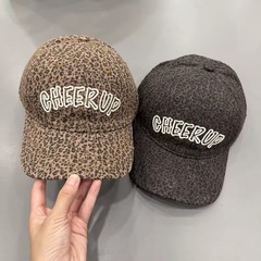 做旧磨破豹纹软顶棒球帽子女秋冬款美式复古辣妹字母刺绣鸭舌帽男