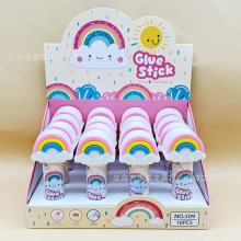 卡通创意彩虹造型固体胶小学生DIY白色胶棒儿童手工文具胶水批发