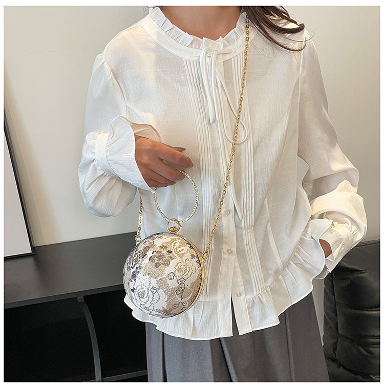 900g Weight Lock clasp Closure Type Single Shoulder Strap, Top Handle Strap Type Circle Bag Bags Type Daily, Shopping Occasion PU Material Women's Backpack Backpack Flower Pattern All Seasons Season Women's Gender Elegant, Vintage Style Style Round Shape Women's PU Flower Elegant Vintage Style Round Lock Clasp Circle Bag 15