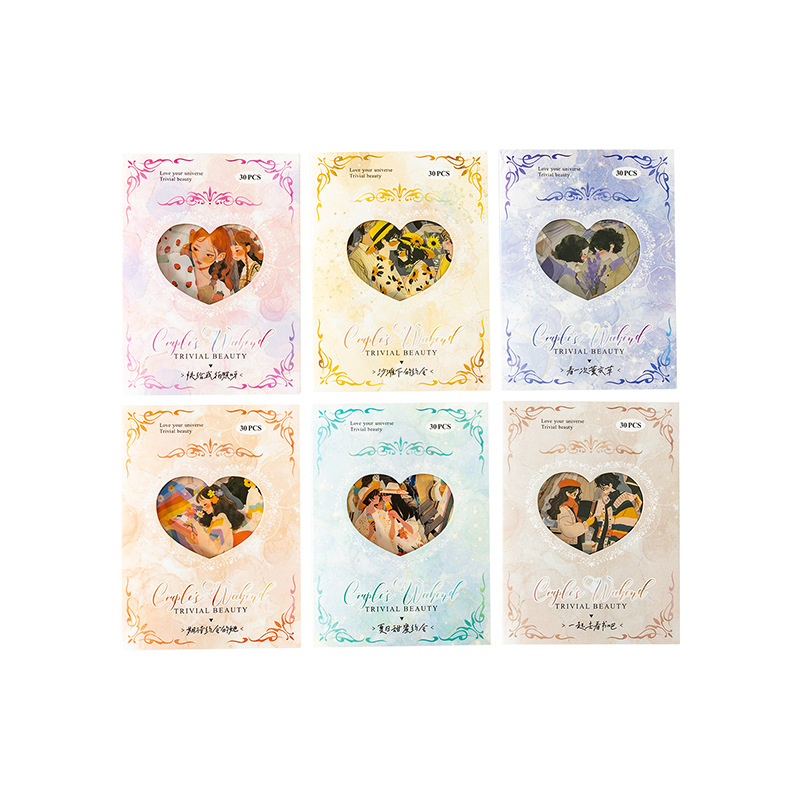 Ketchup Teenage Couple Personaje Temático PET Sticker Packet Couple Serie de fin de semana Cuentas de mano Pegatinas de paisaje