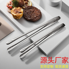 批发304不锈钢食物夹韩式烤肉烧烤厨房商用自助餐耐高温食品夹子