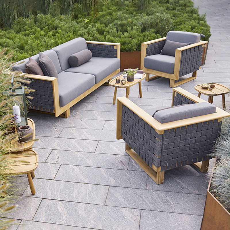 Sofá al aire libre patio villa jardín teca caña al aire libre ocio impermeable madera maciza vivienda muebles transfronterizos