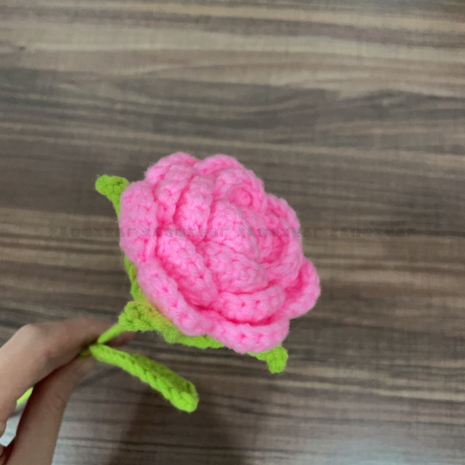 Lily tejido a mano acabado rosa Lily Tulip flor artificial lana ramo regalo