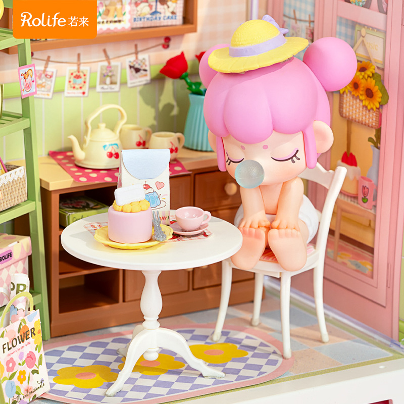 Rollife Ruo Lai Super World bricolaje hecho a mano cabaña mini modelo de casa bloque de construcción juguete mujer