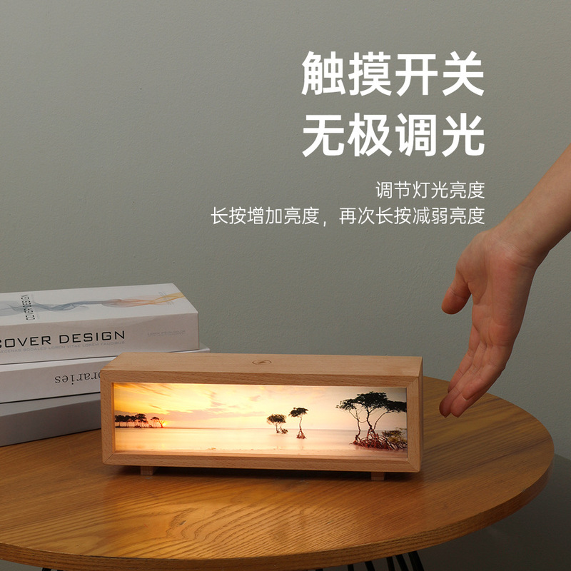 創意多機能無線充電灯光画小夜灯タッチ制御シンプルなデスクトッププレゼントのベッドの雰囲気灯|undefined