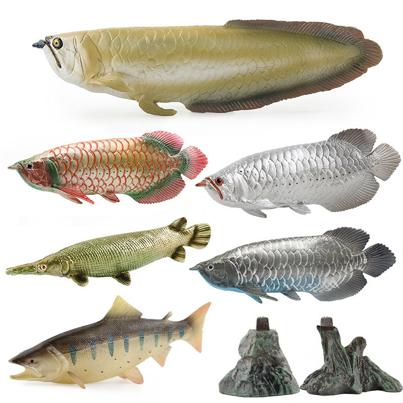 Simulación estática sólida transfronteriza modelo animal marino decoración de plástico Pez Dragón dorado Pez Dragón plateado juguete para niños hecho a mano