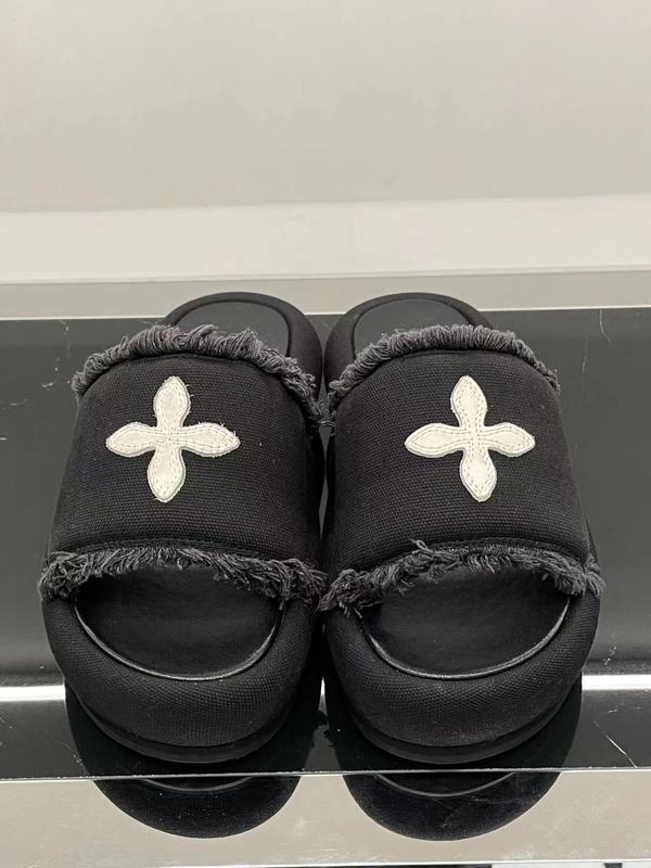 高品質！ Wu Xuan Yi の同じスタイル SMFK クロスフラワーファースリッパブラックベルベット厚底アウターウェアスリッパ女性用|undefined