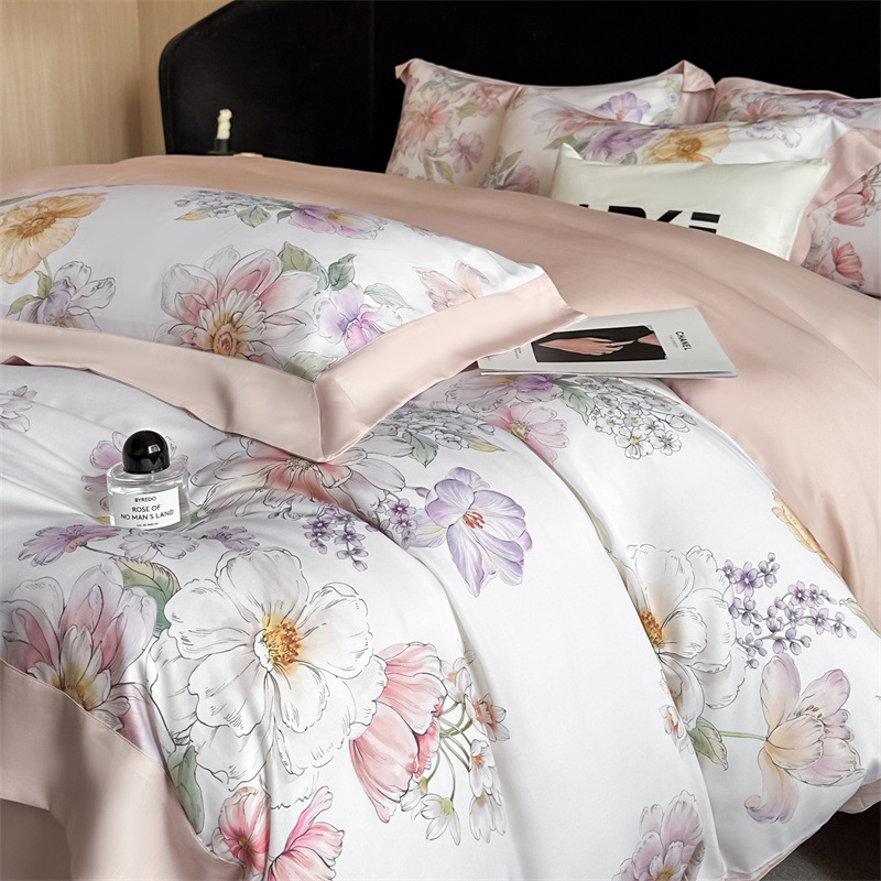 Spring/Summer 2025 Tencel Lyocell Digital Printing Four-piece Home Bedding Summer Quilt Soft Comfortable Bed Sheet