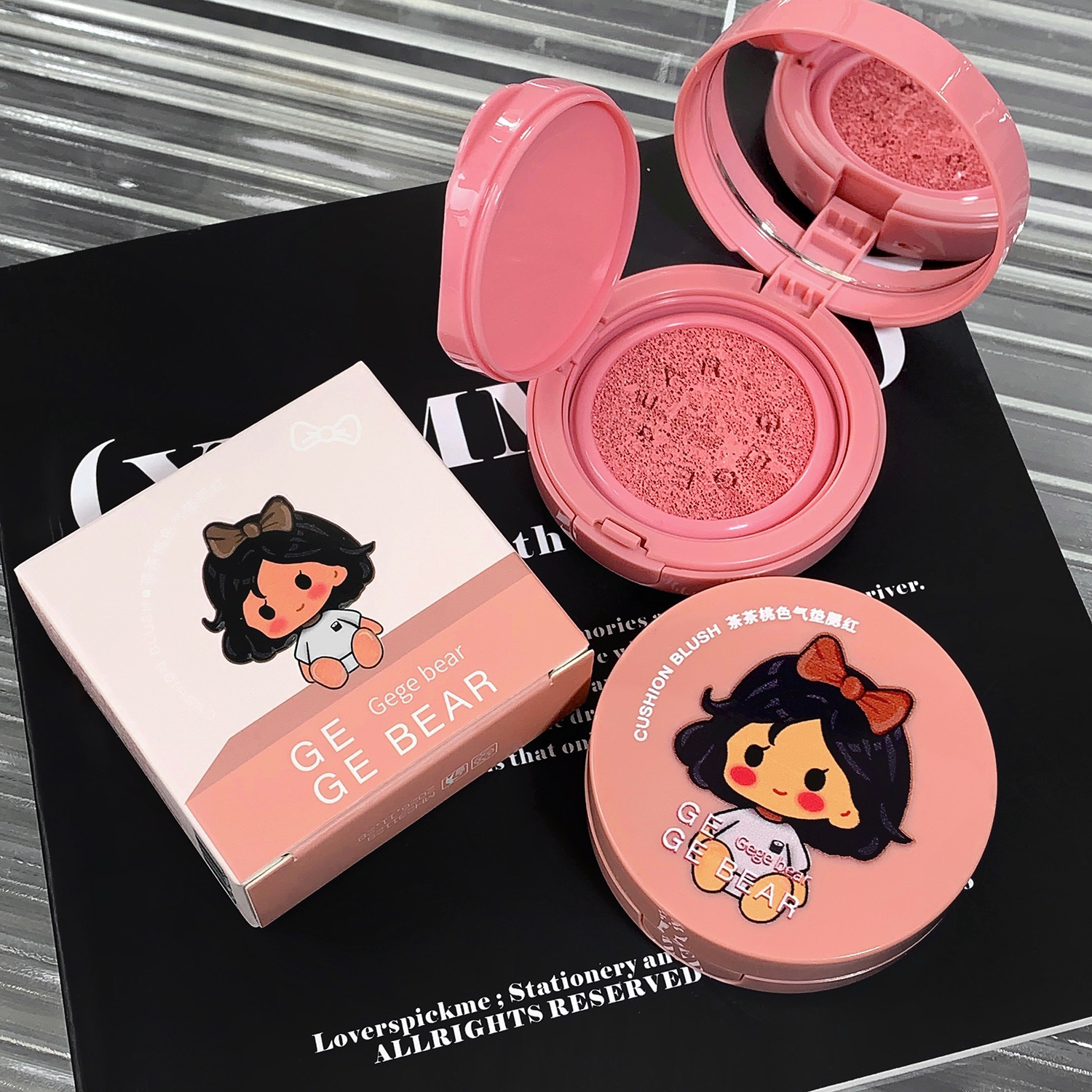 Gege oso cojín de aire Blush reparación natural Daily girly sentido buscar blanco rosa Blush placa