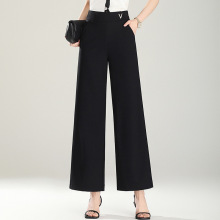 天丝麻九分阔腿裤女2025款大码夏季高腰垂感高端女裤气质通勤直筒
