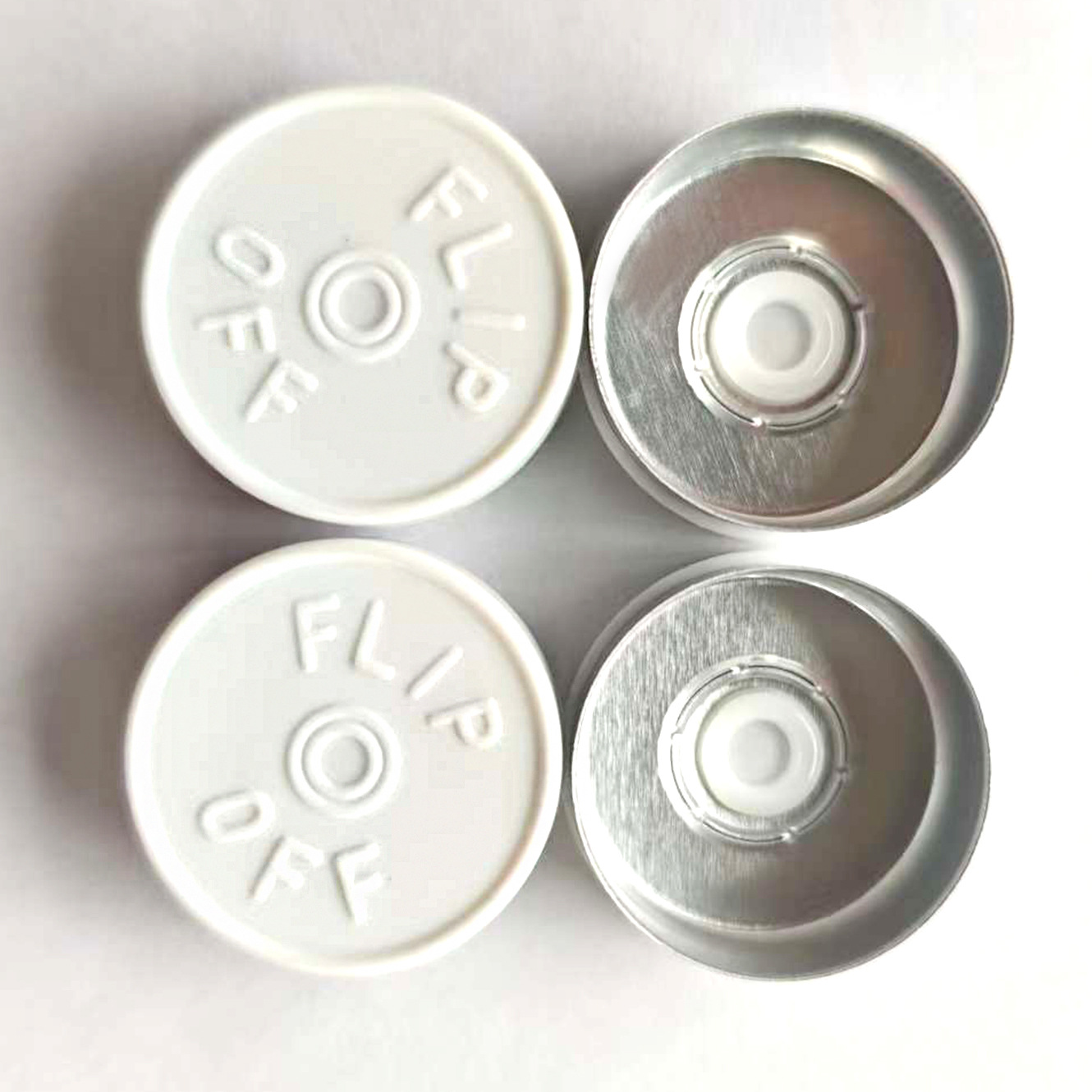 Venta directa de fábrica de 20 tipos de tapas de aluminio-plástico esmeriladas, tapas compatibles para viales, tapas azules a presión para botellas hechas de aluminio.