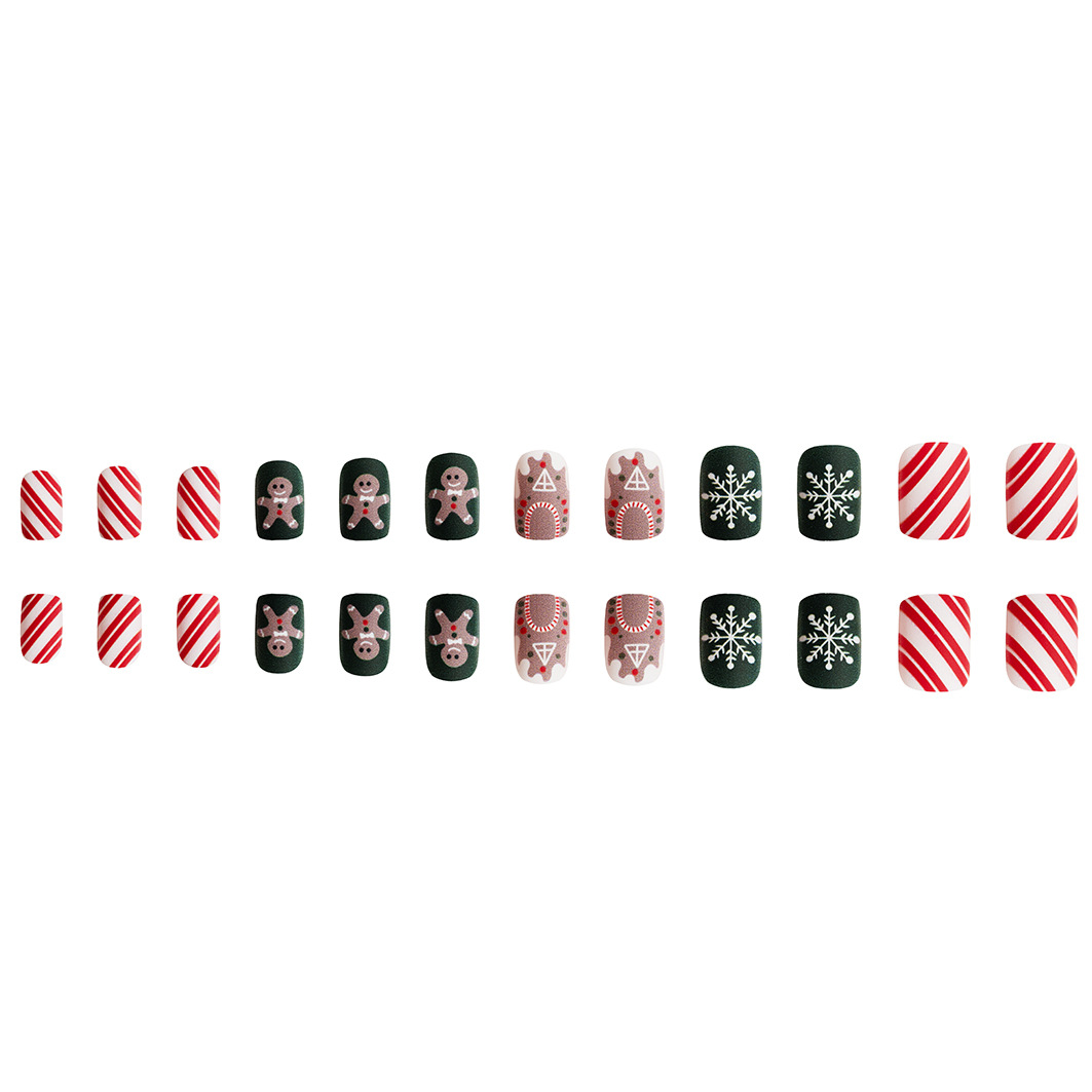 24 pieces short square frosted red with green contrast color Christmas Christmas tree contrast color crutches snowman Christmas wear armor_voghion.com