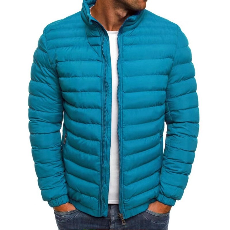 2023 Winter Men's Stand Collar Cotton Jacket Solid Color Casual Coat Amazon Foreign Trade Plus Size Trendy Men's Cotton Jacket Trend