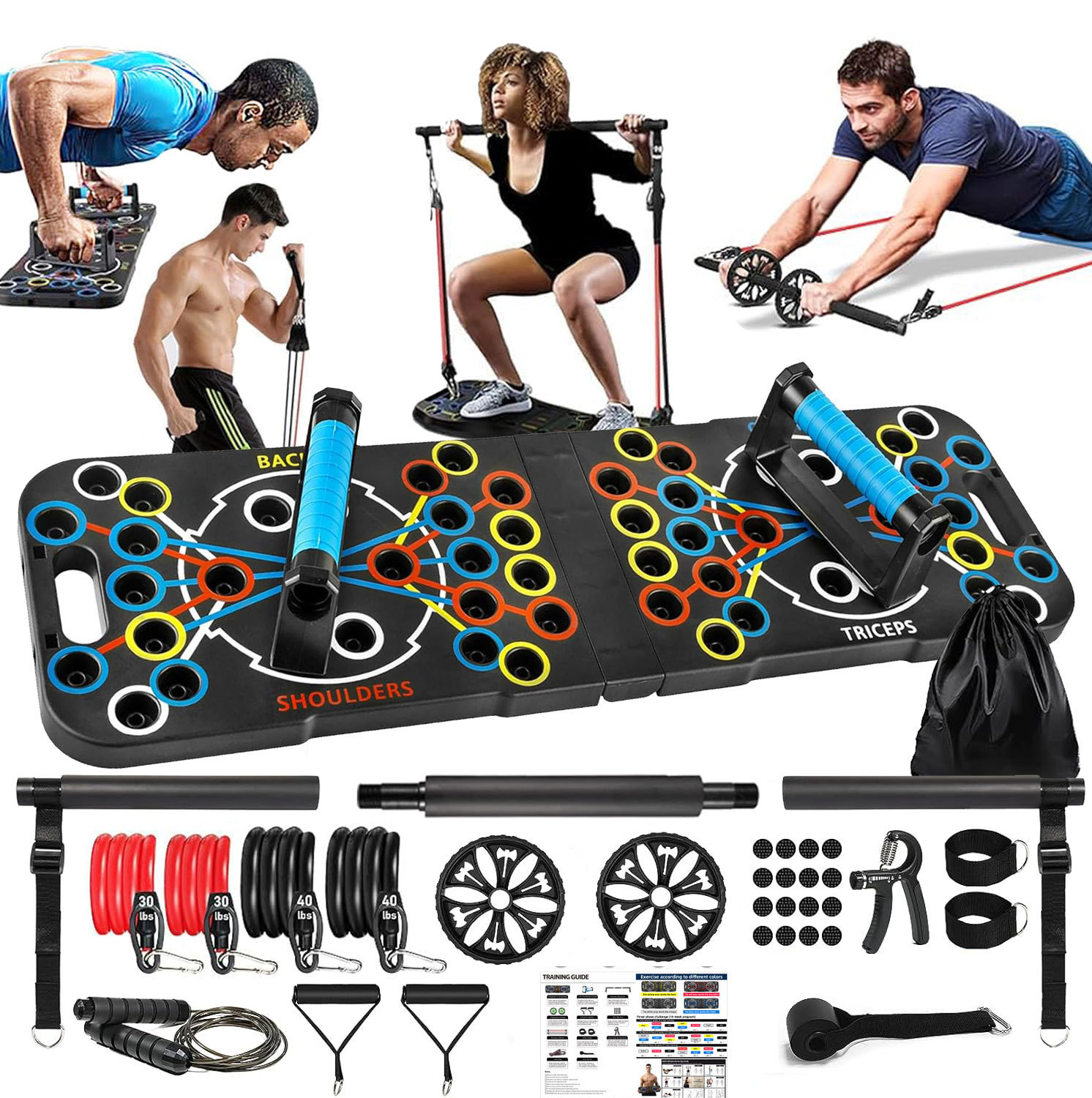 Multifunctional Push-up Board Abdominal Wheel Home Training Chest Abdominal Muscle Fitness Equipment Combination Set Factory Direct Supply