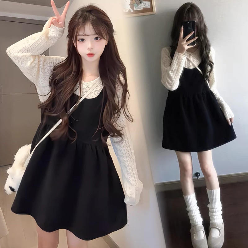 2026 Spring New Style Doll Collar Chic Top Loose Little Black Dress Loose Dress Maternity Two-Piece Set 2026 Spring New Style Doll Collar Chic Top Loose Little Black Dress Loose Dress Maternity Two-Piece Set