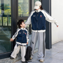 美嗒嗒美式复古亲子装外套2025秋装新款一家三四口户外活动亲子服