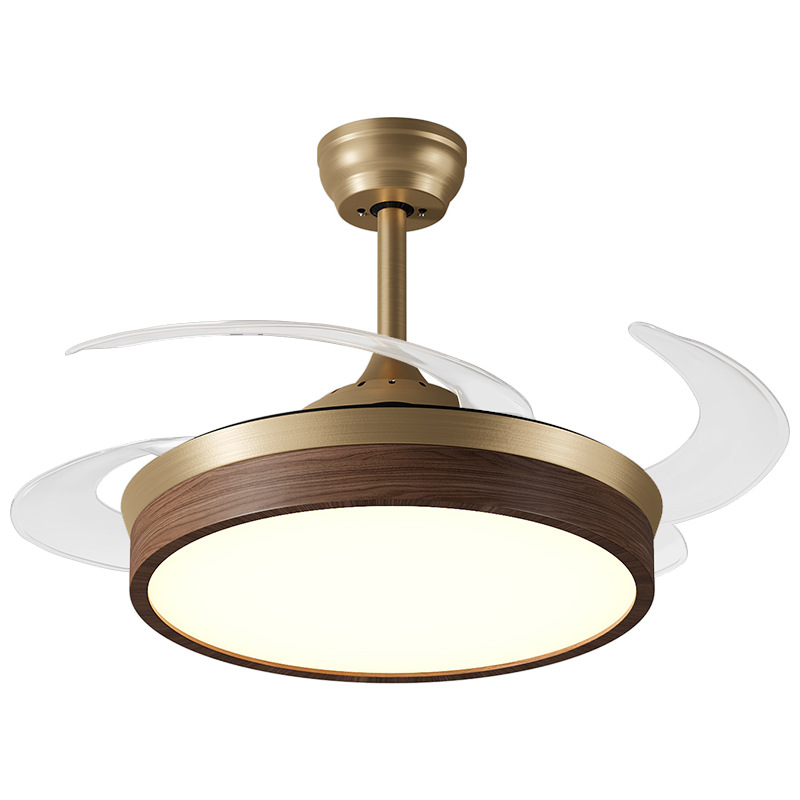 Ventilador invisible lámpara de comedor 2026 nuevo estilo medieval color nuez dormitorio ventilador de techo lámpara 712L image 5